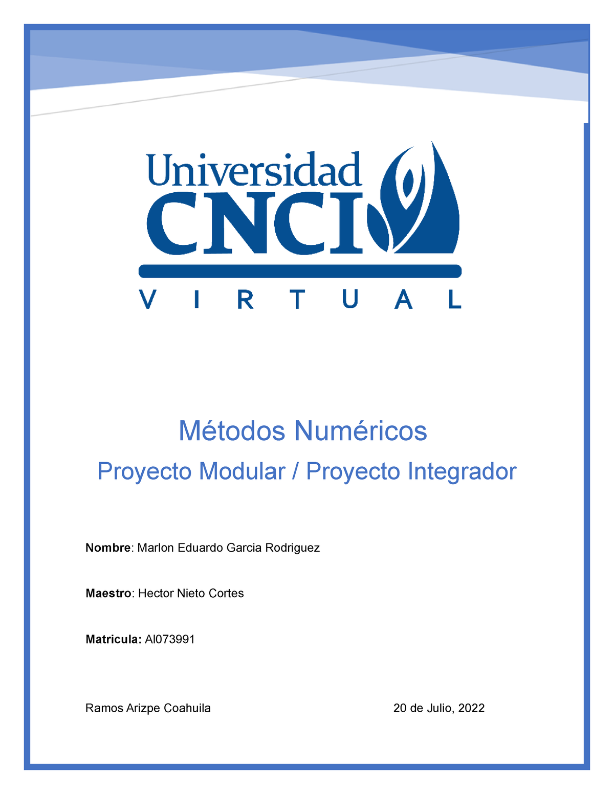 Actividad Metodos Numericos M Todos Num Ricos Proyecto Modular Proyecto Integrador Nombre