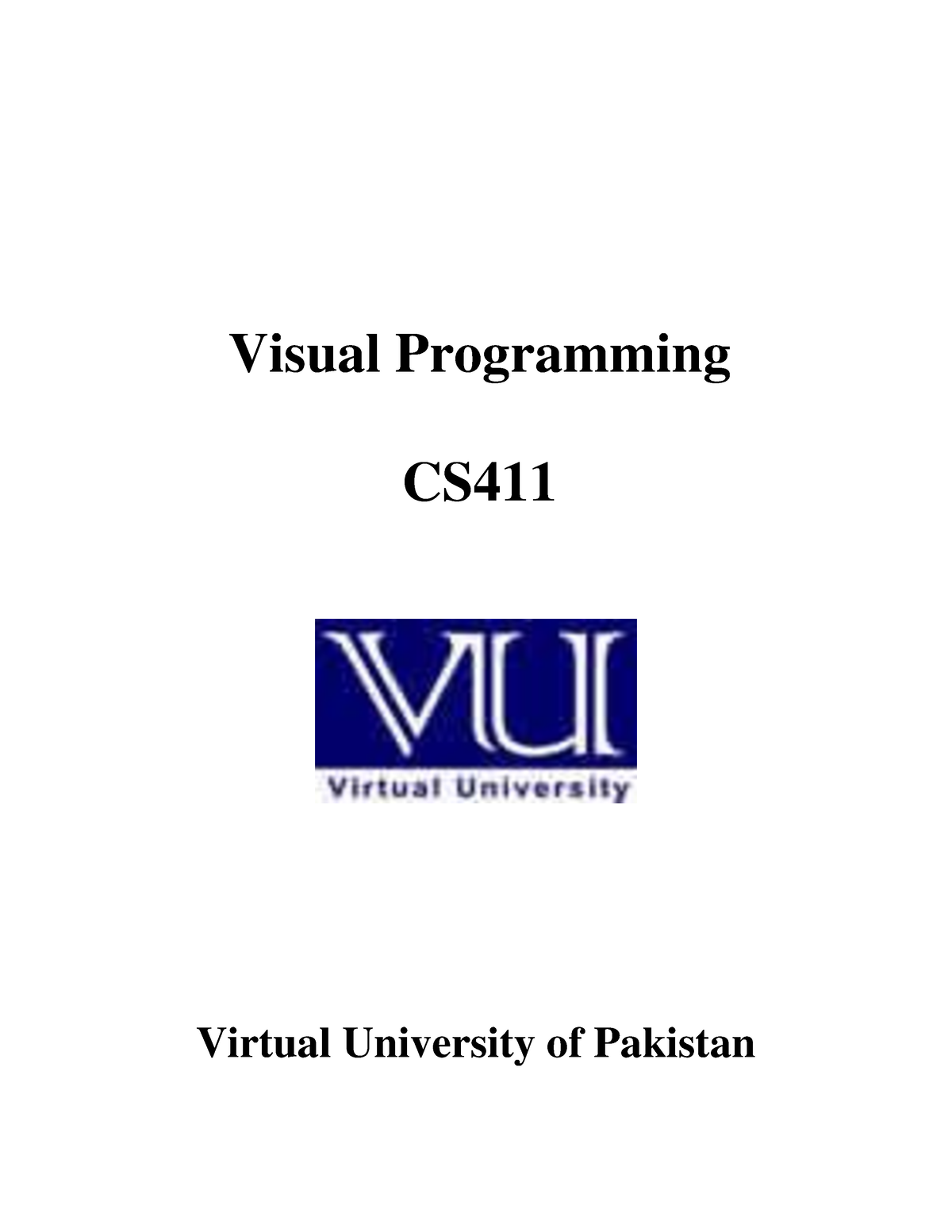 CS411 short lectures vu Lecture # 02, Visual Programming, Learning