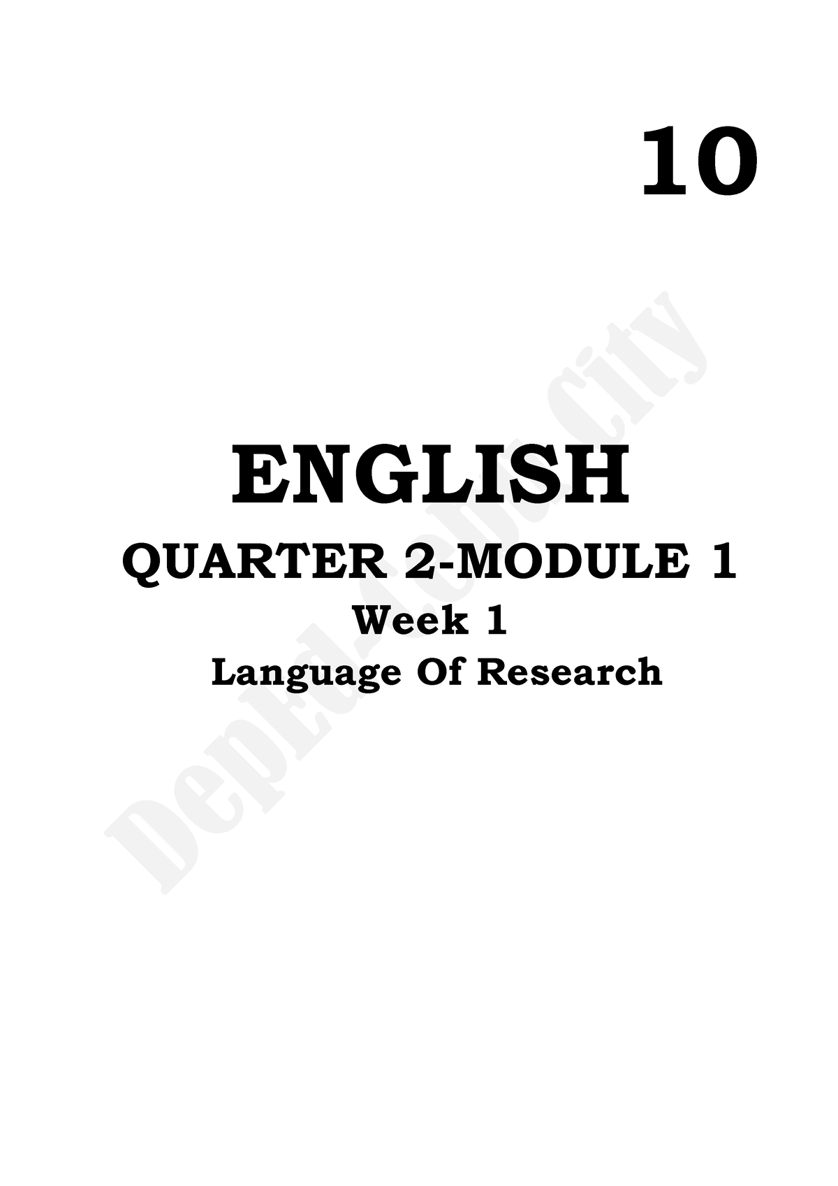 English 10 Q2 Module 1 10 English Quarter 2 Module 1 Week 1 Language Of Research Pre Test 7615