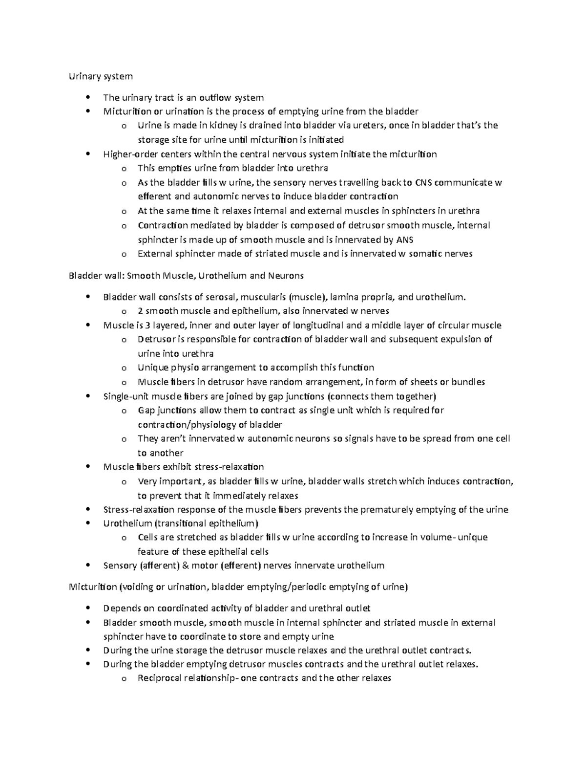 Urinary system notes - Urinary system The urinary tract is an outflow ...