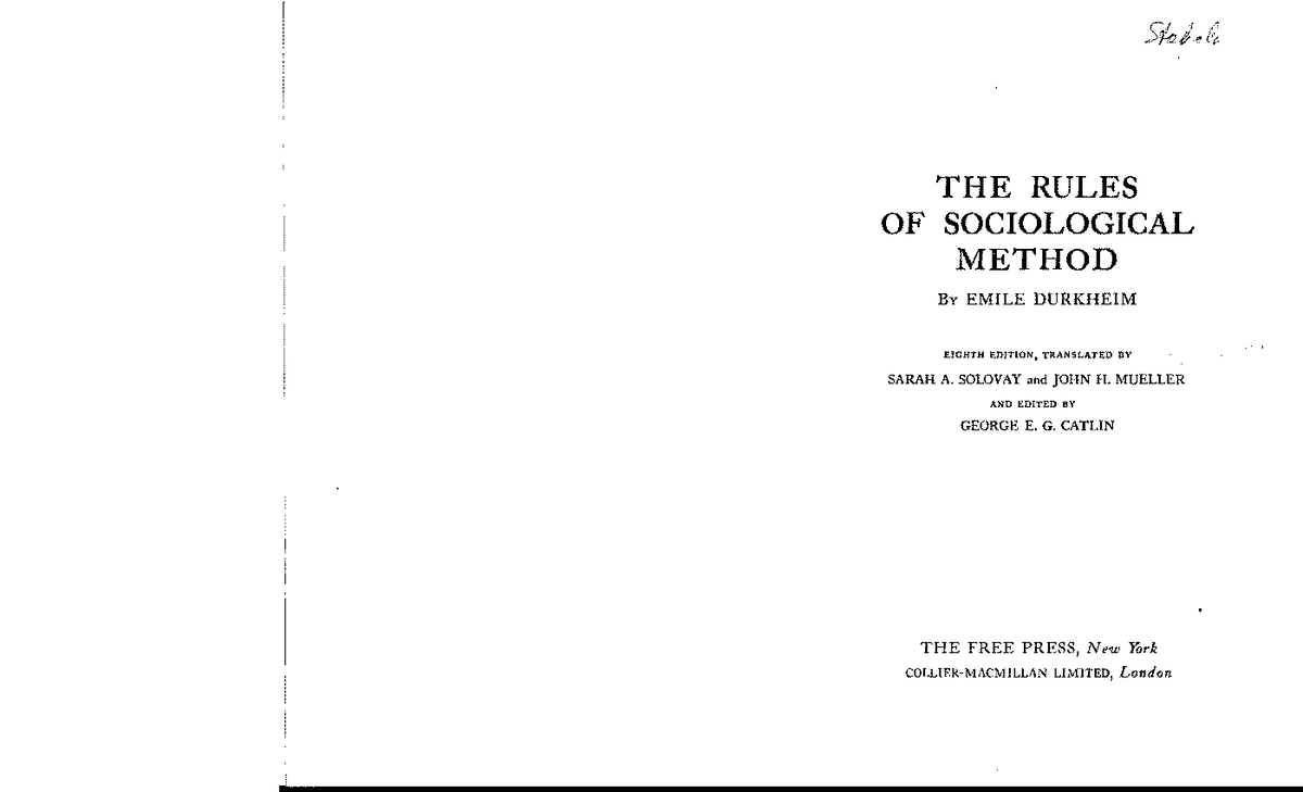 Durkheim-social-fact - THE RULES OF SOCIOLOGICAL METHOD By EMILE ...