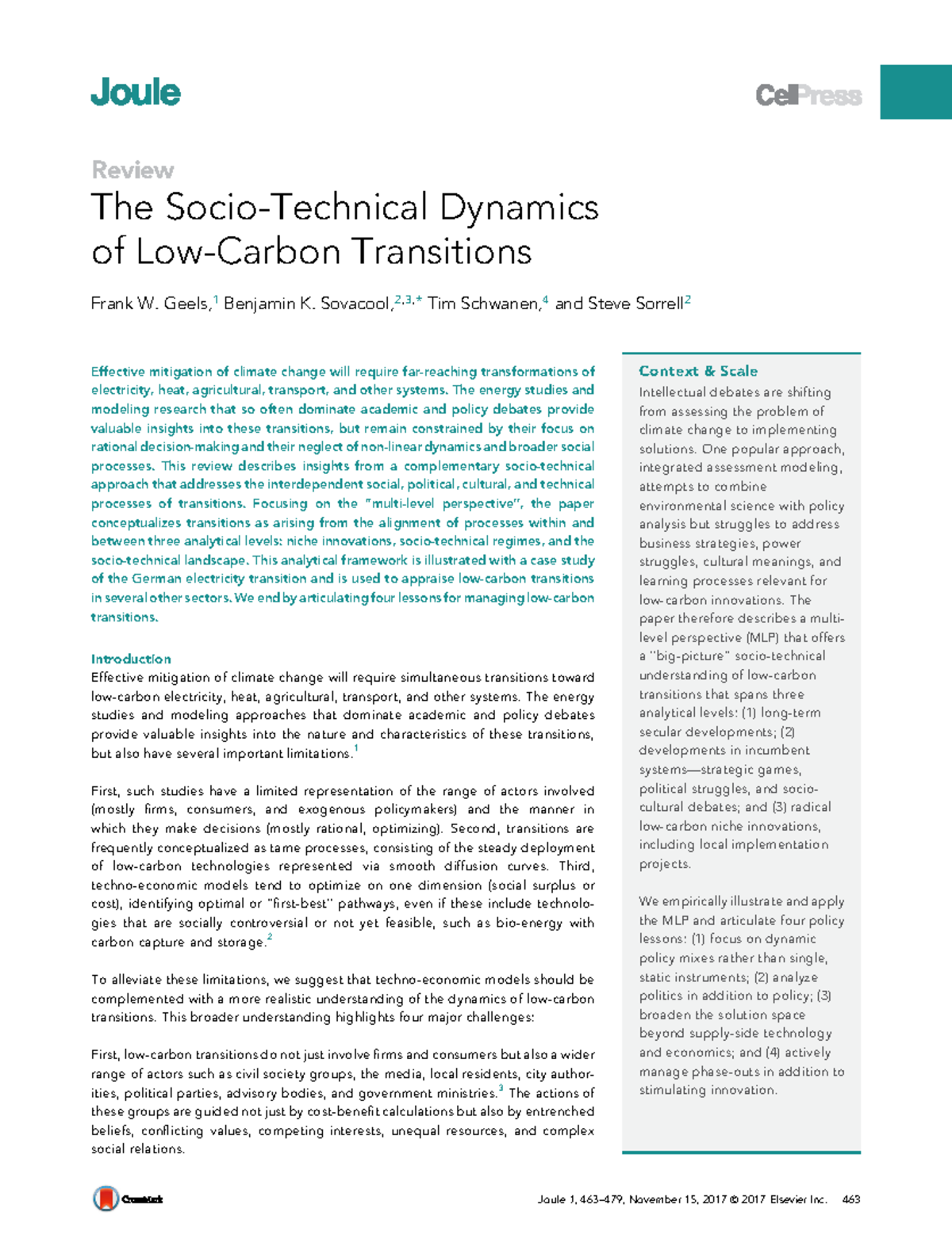 Artikel 1 - Review The Socio-Technical Dynamics of Low-Carbon ...