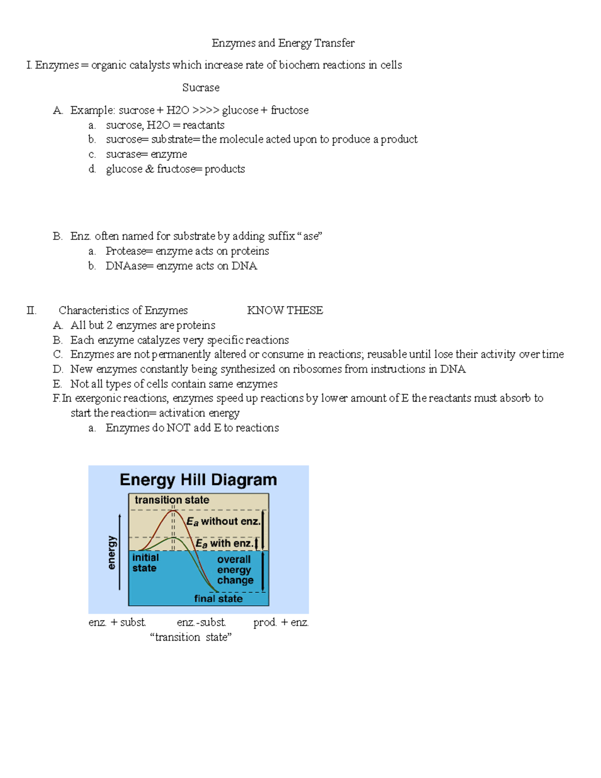 Enzyme and energy transfer s21 Enzymes and Energy Transfer I. Enzymes