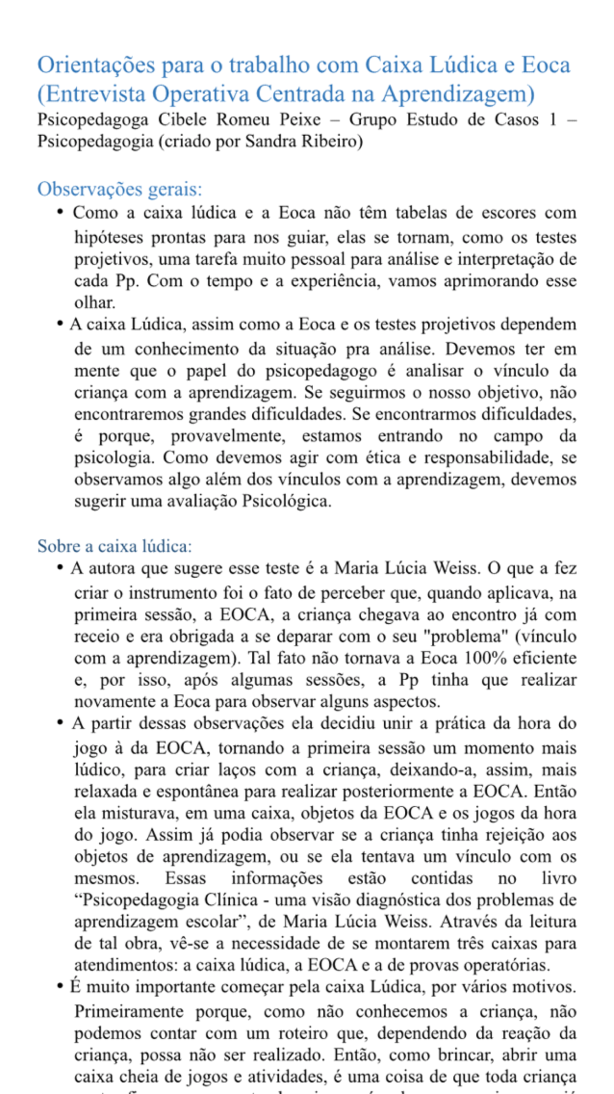 Explicacoes EOCA e Cx Lud - Orientações para o trabalho com Caixa ...