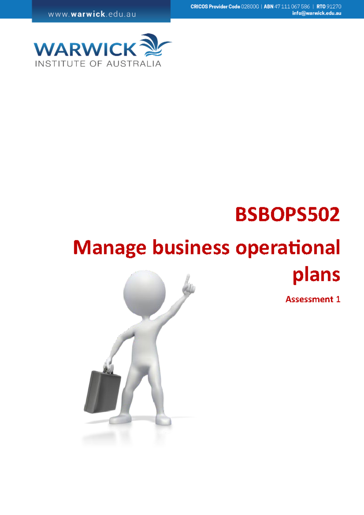 BSBOPS502 Manage Business Operational Plans Assessment 1 - Studocu