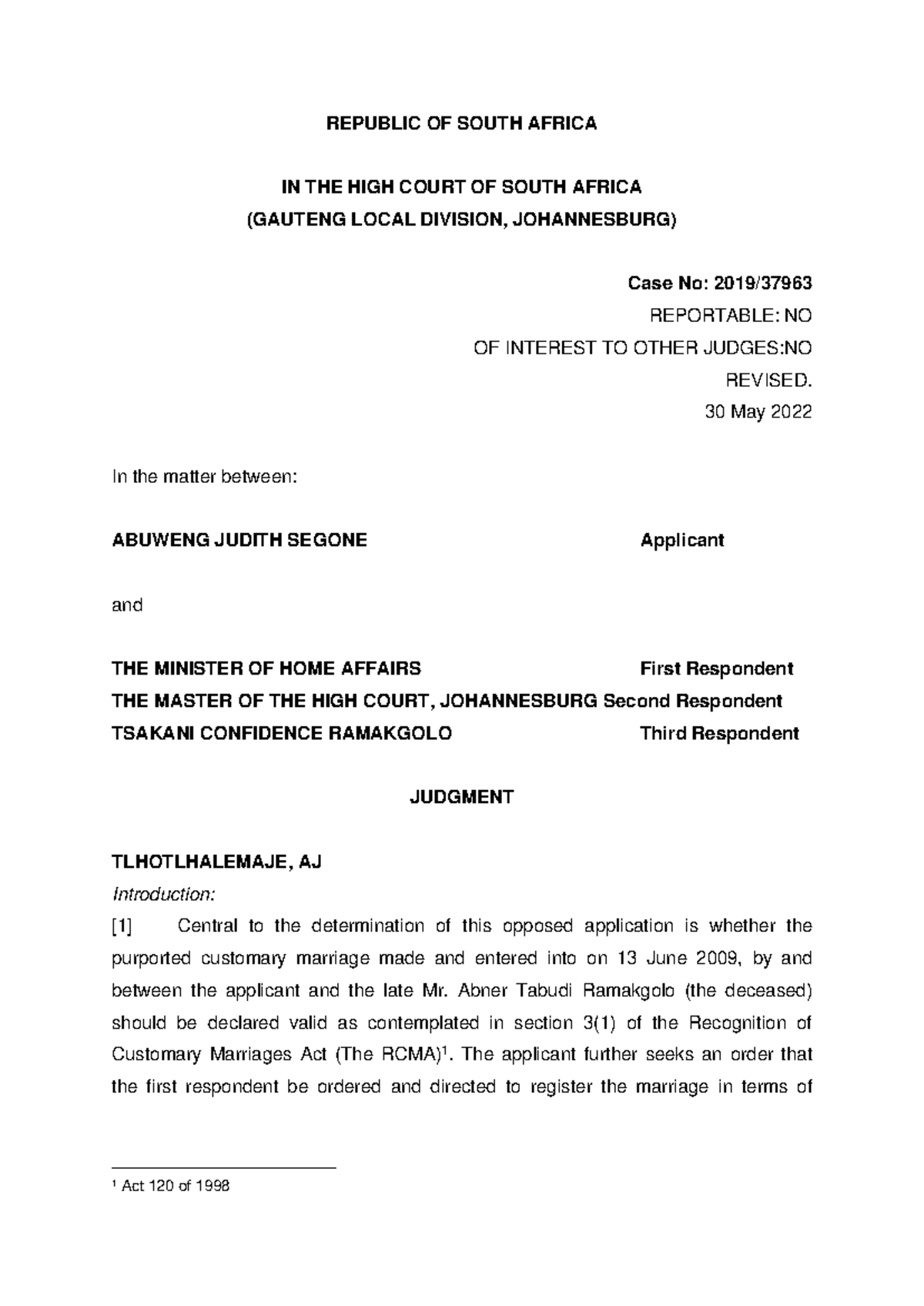 Segone-v-Minister-of-Home-Affairs-and-Others-2022-JOL-54179-GJ ...