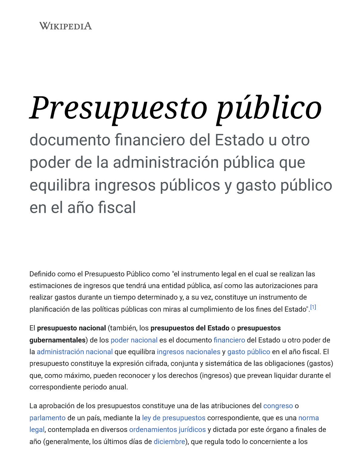 Presupuesto Público - Wikipedia, La Enciclopedia Libre - Presupuesto ...