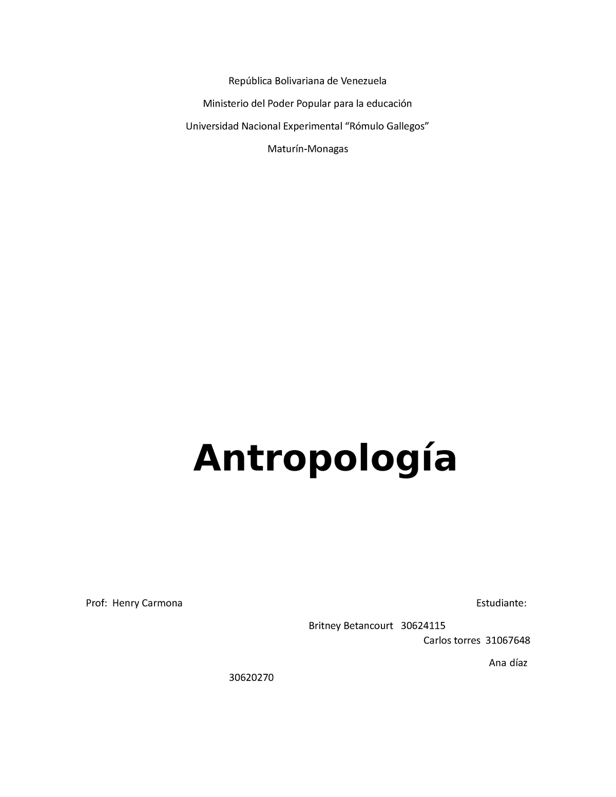 Antropología - Trabajo Antropologia - República Bolivariana De ...