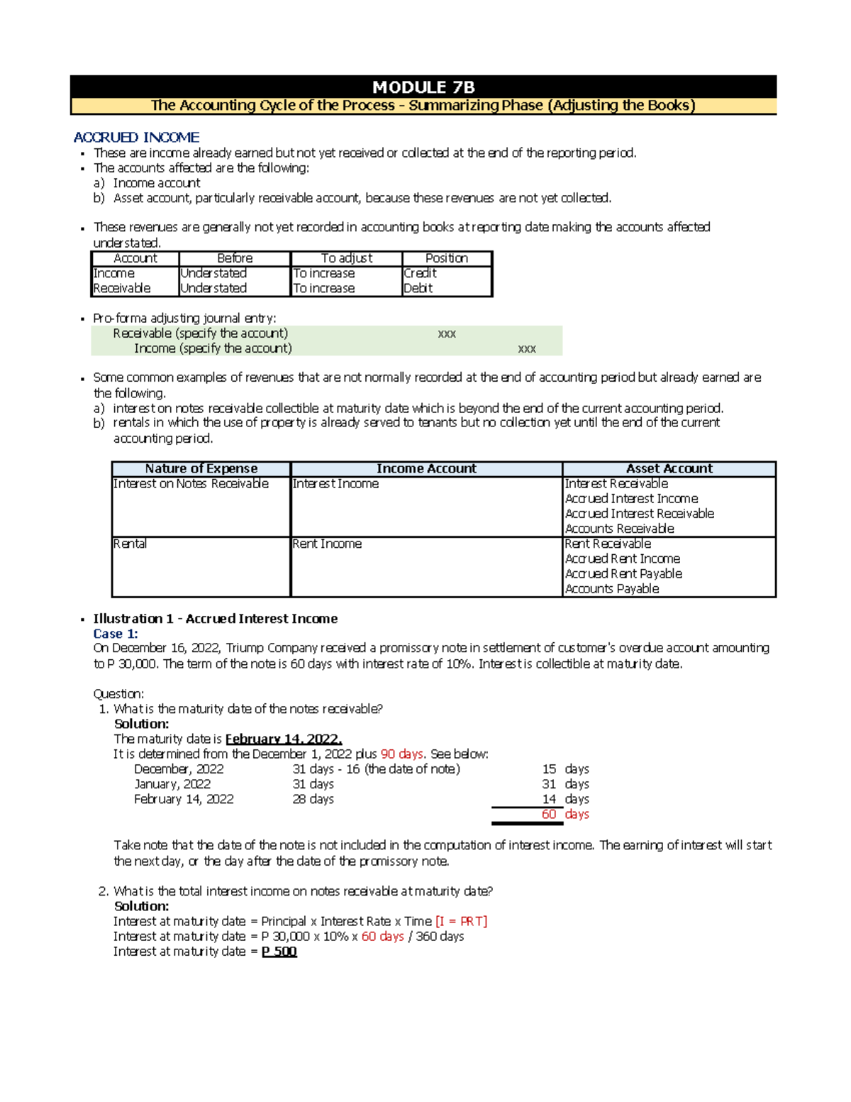 M7B Adjusting Process Overview and Accrued Income - ACCRUED INCOME The ...