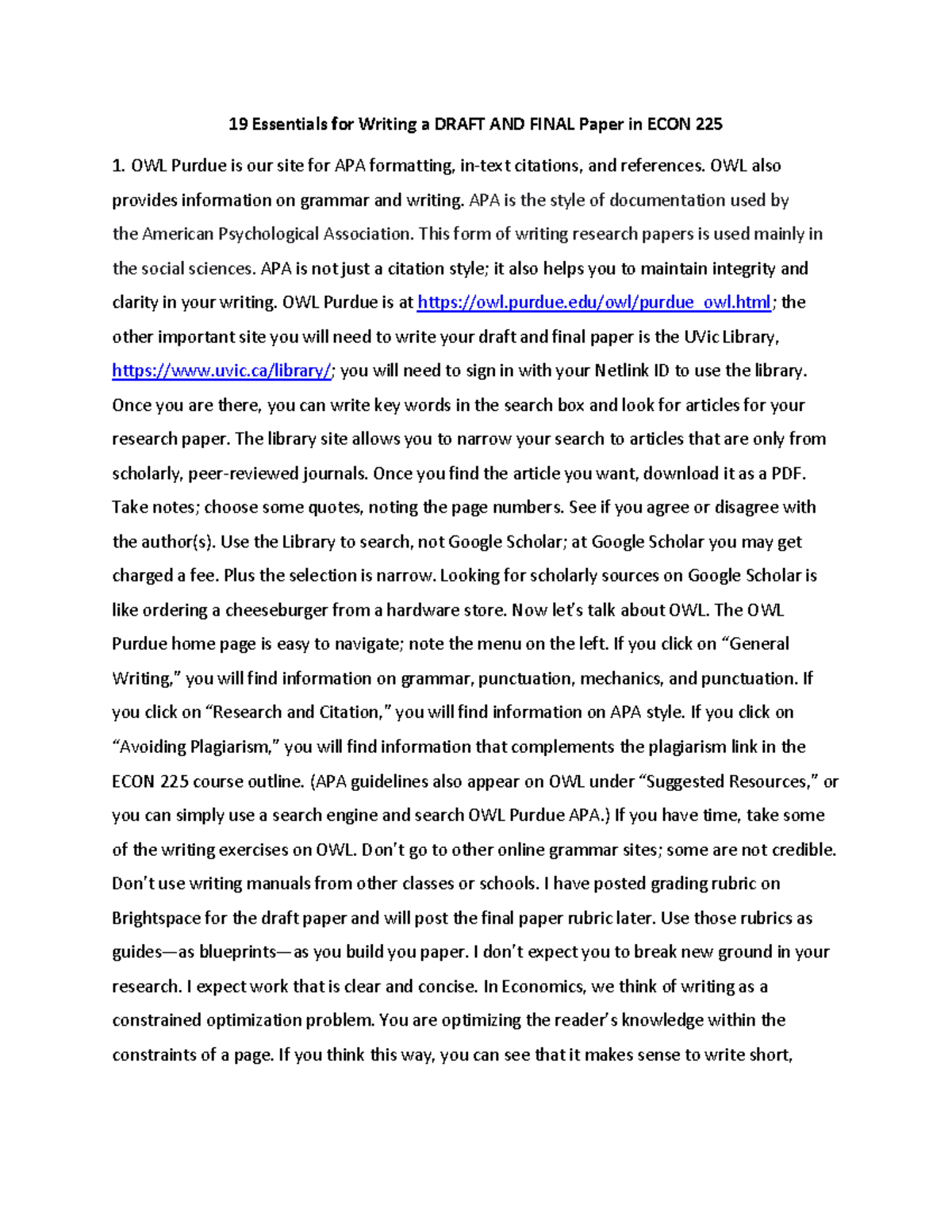 19 essentials for writing a research paper in econ 225 19 essentials 