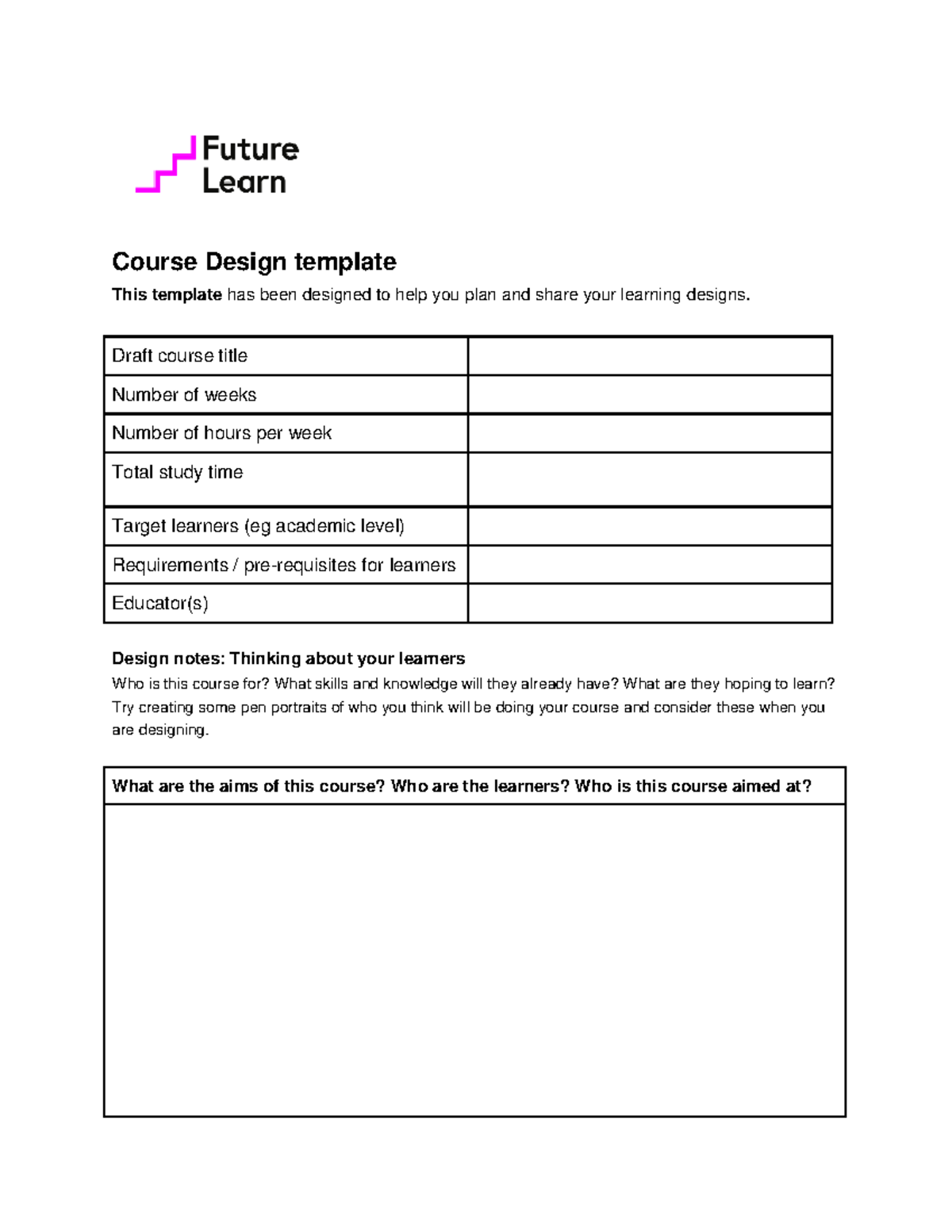 Kursplanlegging mal fl - Course Design template This template has been ...