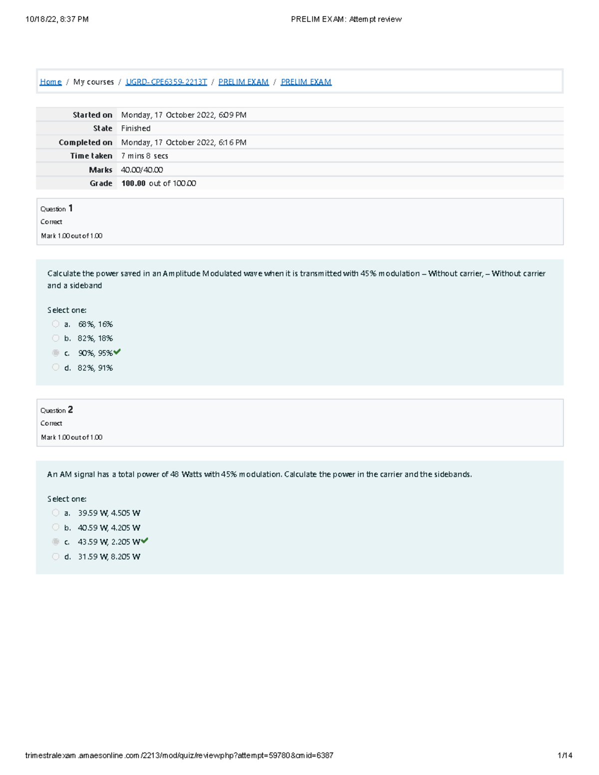 Prelim-EXAM -Attempt-review - Home / My Courses / UGRD-CPE6359-2213T ...