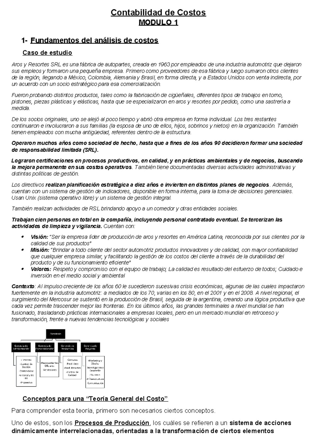 Resumen Contabilidad de costos MODULO 1 - Contabilidad de Costos MODULO ...