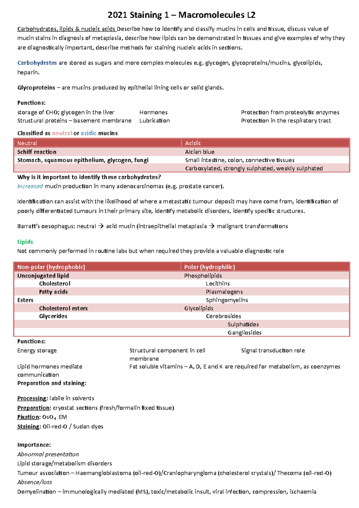 Staining Part 1 Macromolecules - 2021 Staining 1 – Macromolecules L2 ...