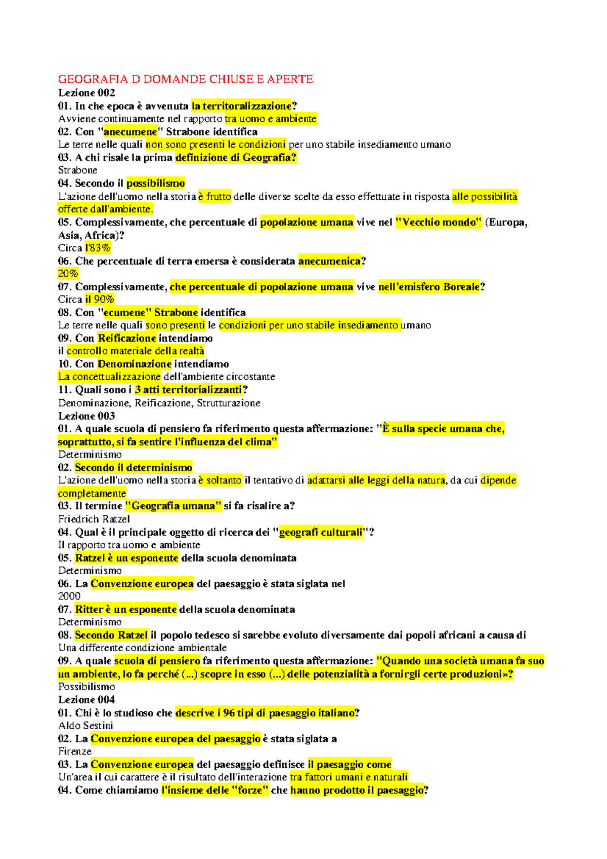 Geografia D Domande Aperte E Chiuse Mio - GEOGRAFIA D DOMANDE CHIUSE E ...