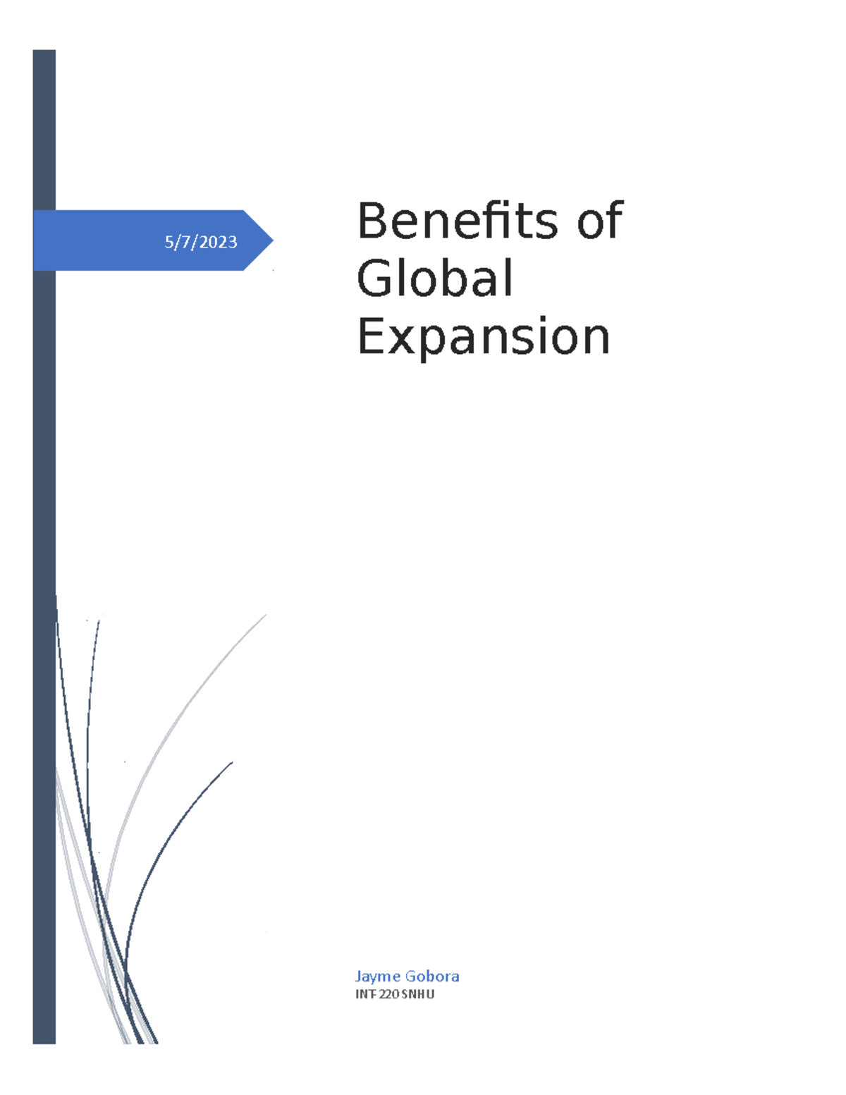 1 2 assignment benefits of global expansion