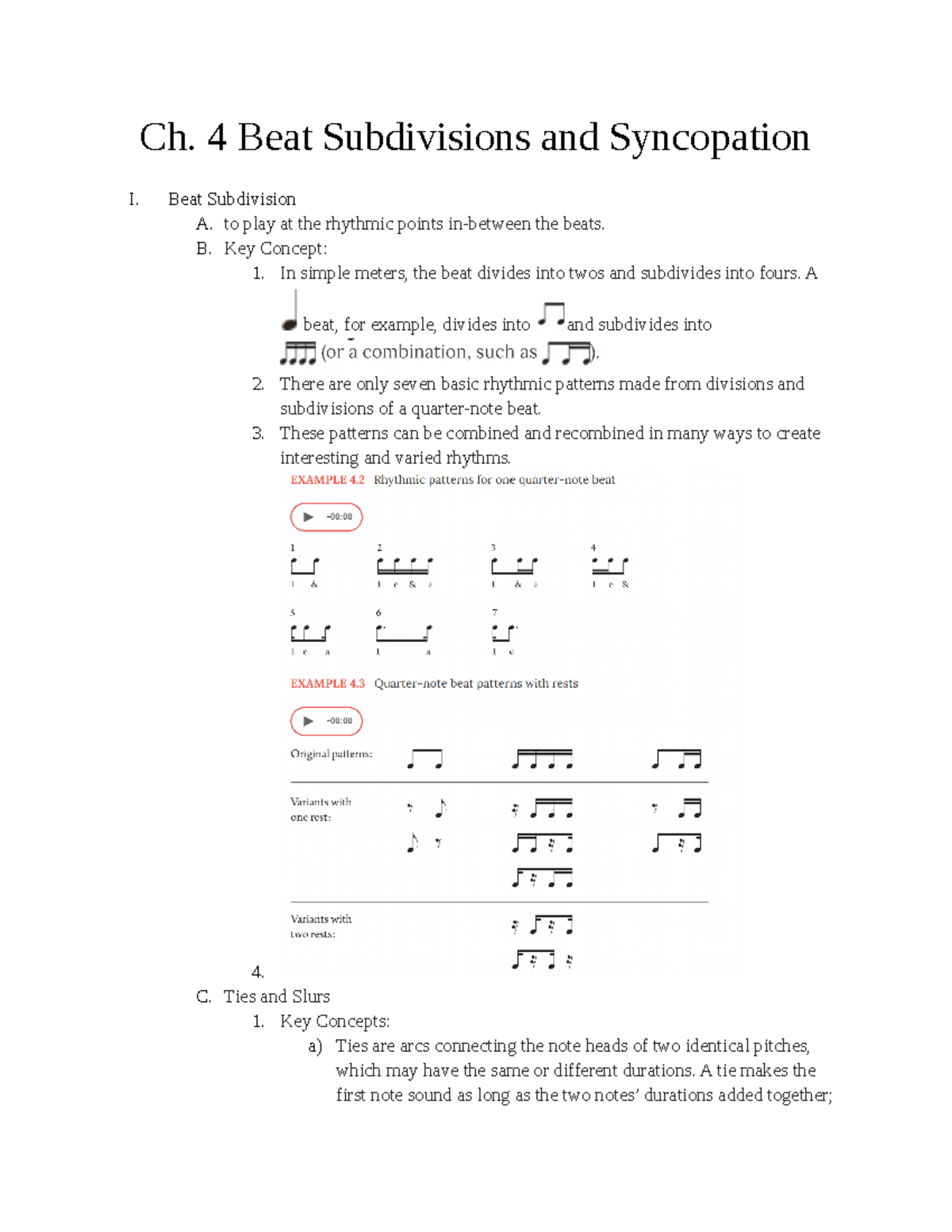 Ch. 4 Beat Subdivisions And Syncopation - Ch. 4 Beat Subdivisions And ...