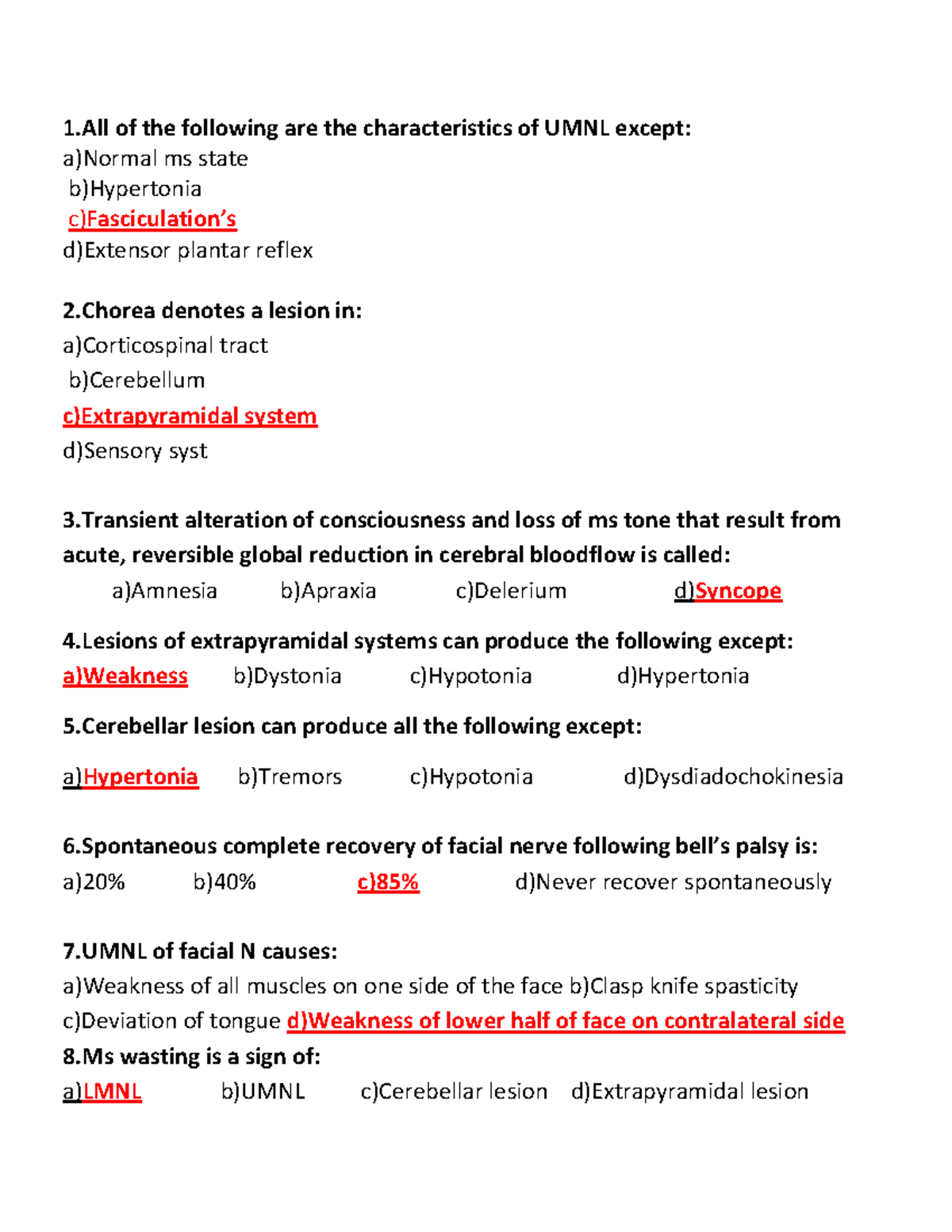 Neuro Exam Mid - Physiology - 1 of the following are the ...