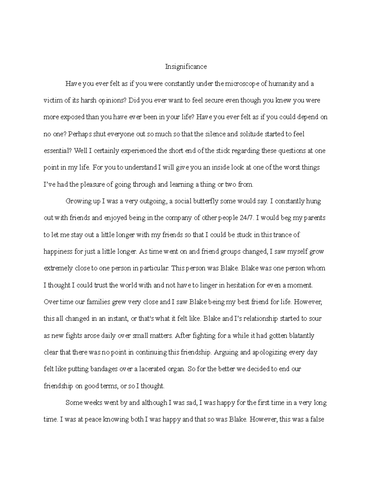 Insignificance - Insignificance Have you ever felt as if you were ...
