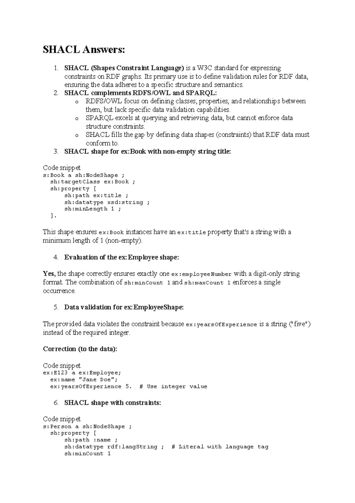 Antwoorden oefenopgaven deeltentamen 2 - SHACL Answers: 1. SHACL ...