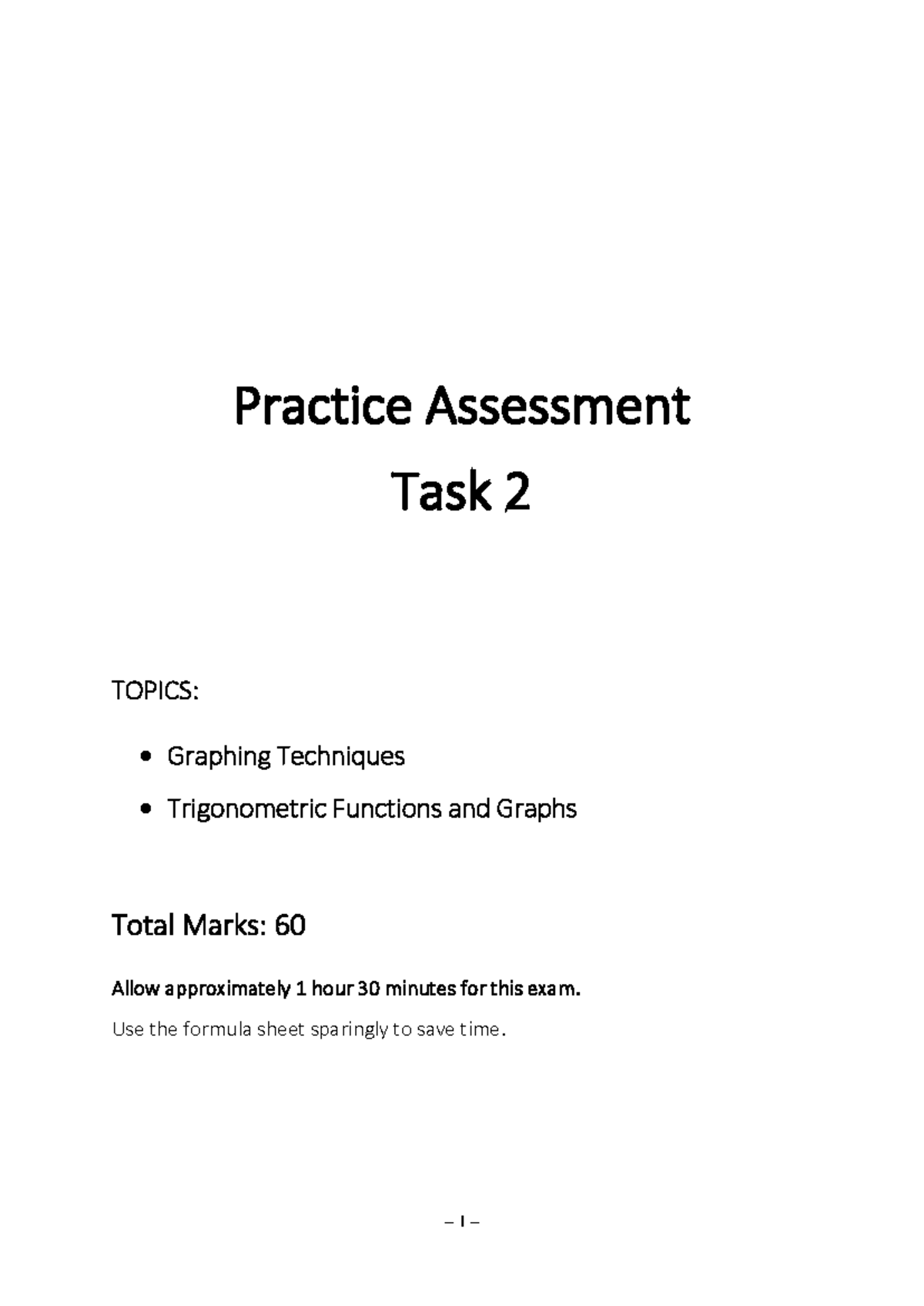 Advanced maths graphing techniques practice paper with solutions ...
