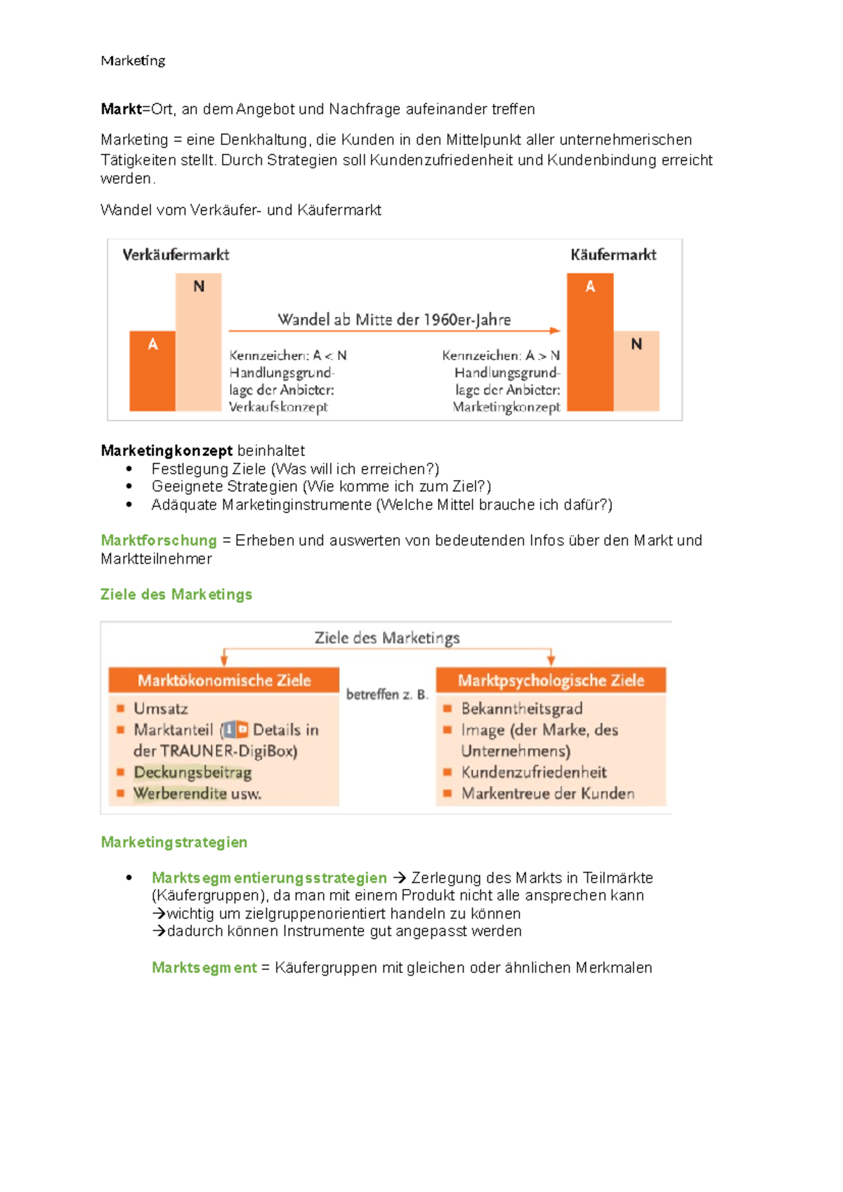 Zusammenfassung von Marketing - Markt=Ort, an dem Angebot und Nachfrage ...