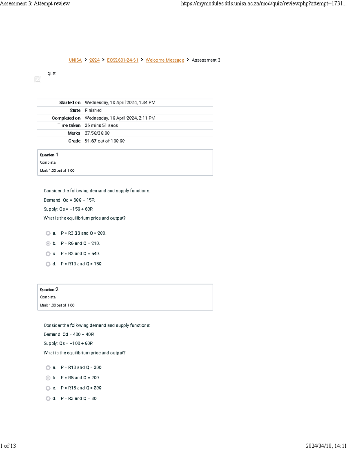 Copy Final - UNISA 2024 ECS2601-24-S1 Welcome Message Assessment 3 ...