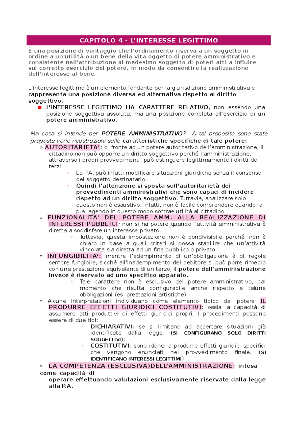 Schema Capitolo 4 Travi CAPITOLO 4 L INTERESSE LEGITTIMO Una 