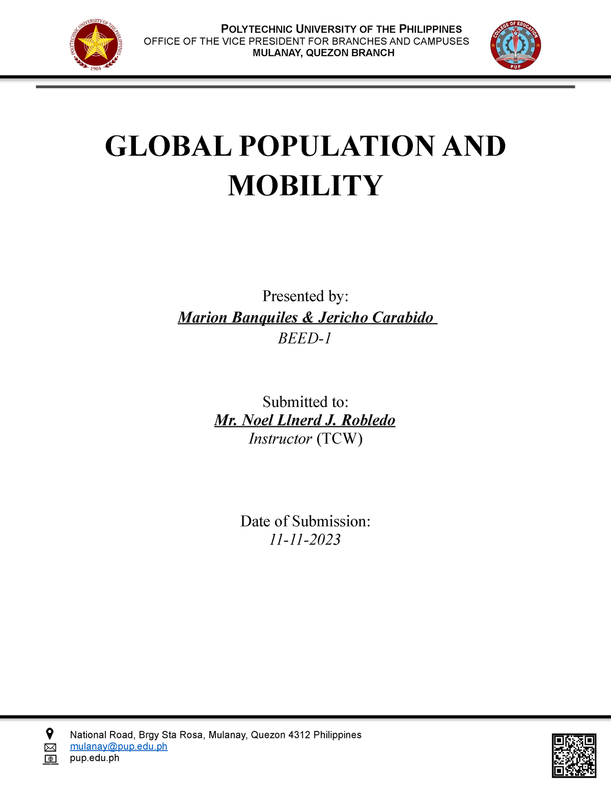 research paper about global population and mobility