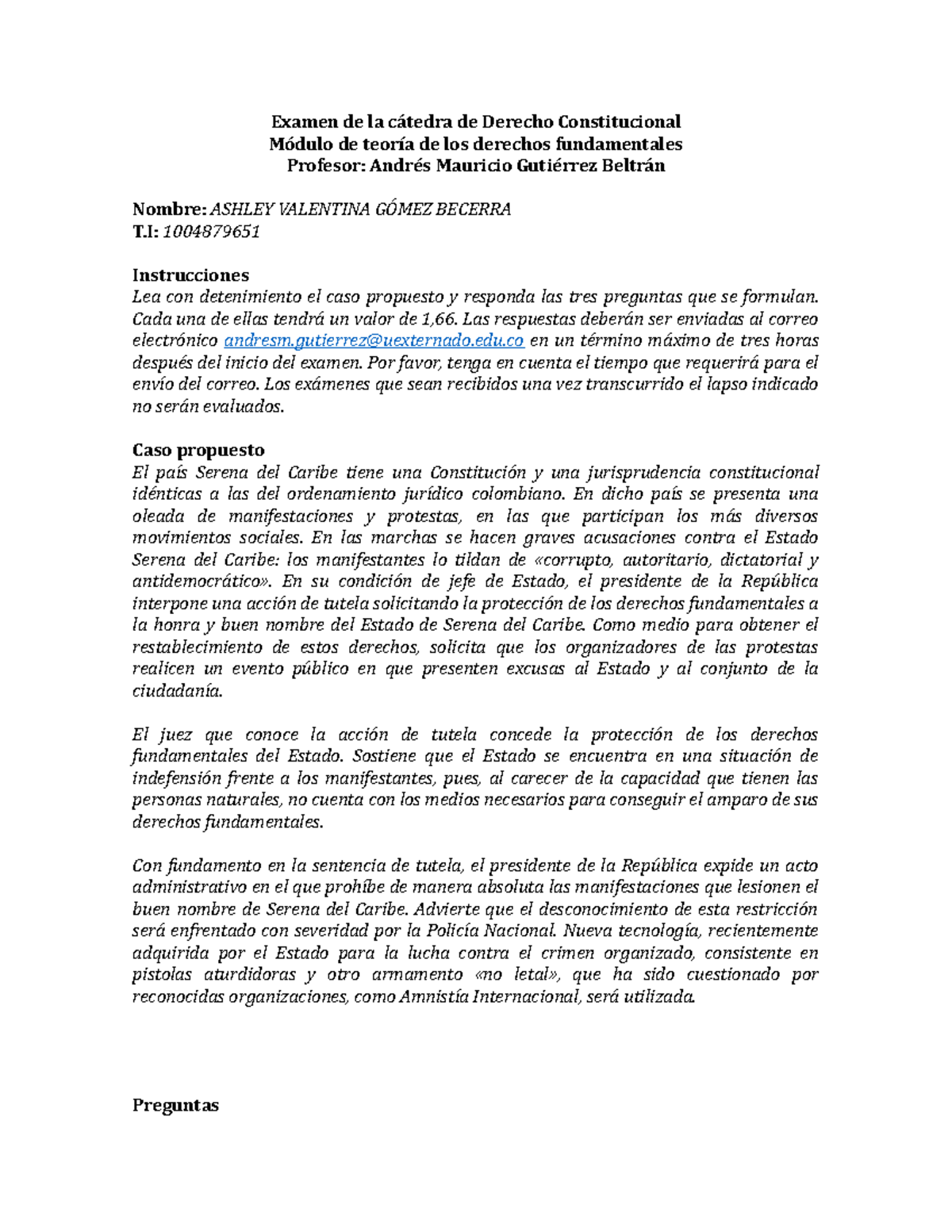 Final 2020, preguntas y respuestas - Examen de la cátedra de Derecho ...