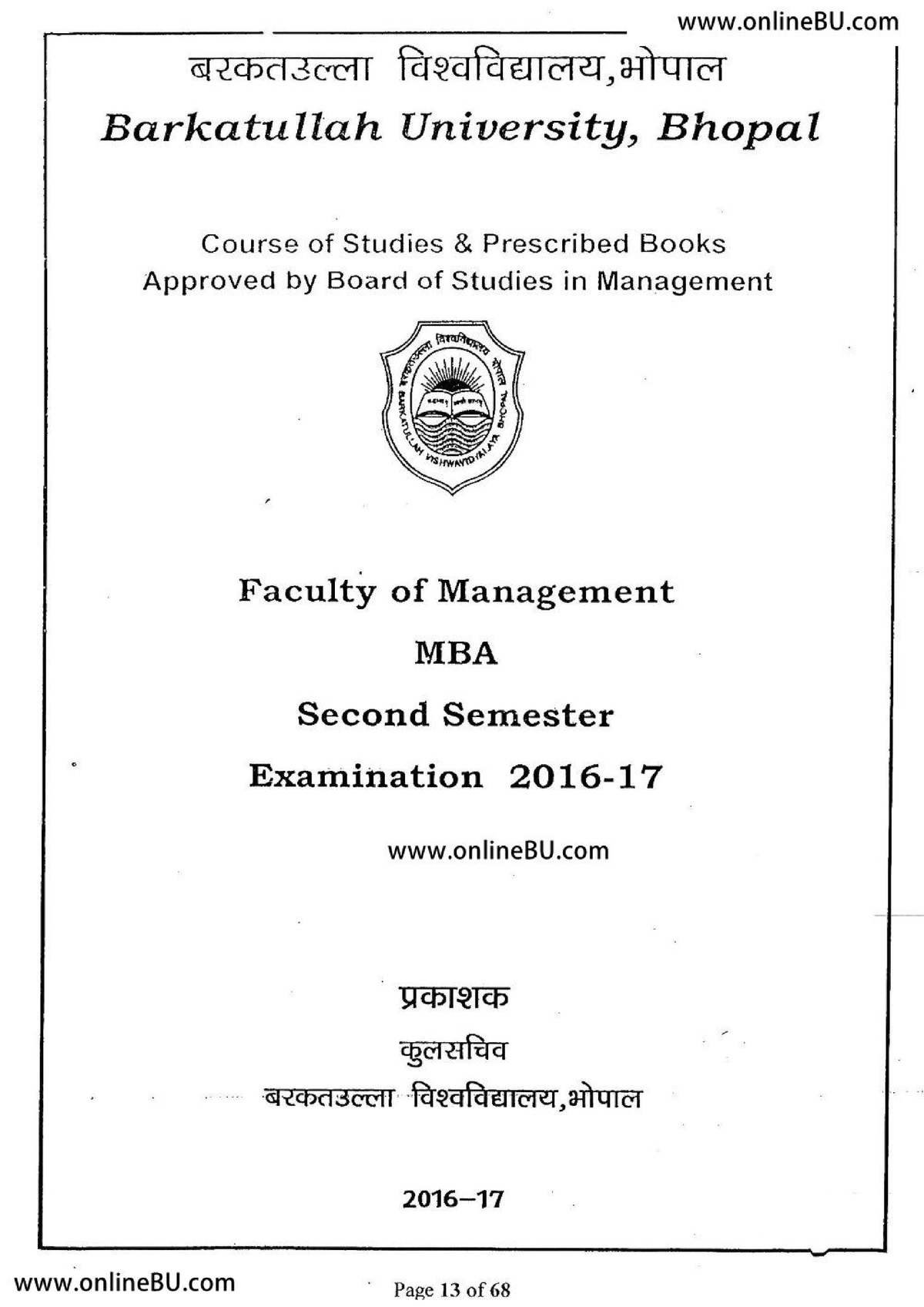 Bu Mba Syllabus Full Time 2 Sem - MBA - Studocu