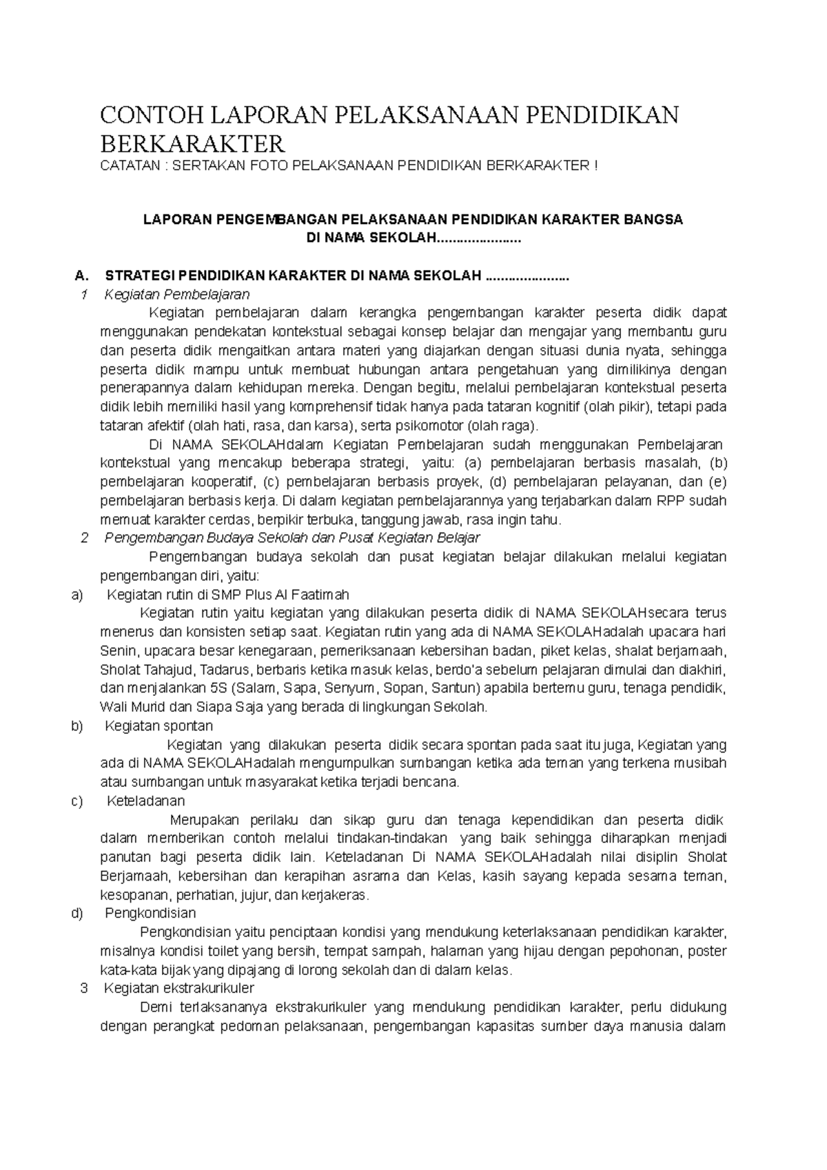 5 - CONTOH_LAPORAN_PELAKSANAAN_PENDIDIKAN - CONTOH LAPORAN PELAKSANAAN ...