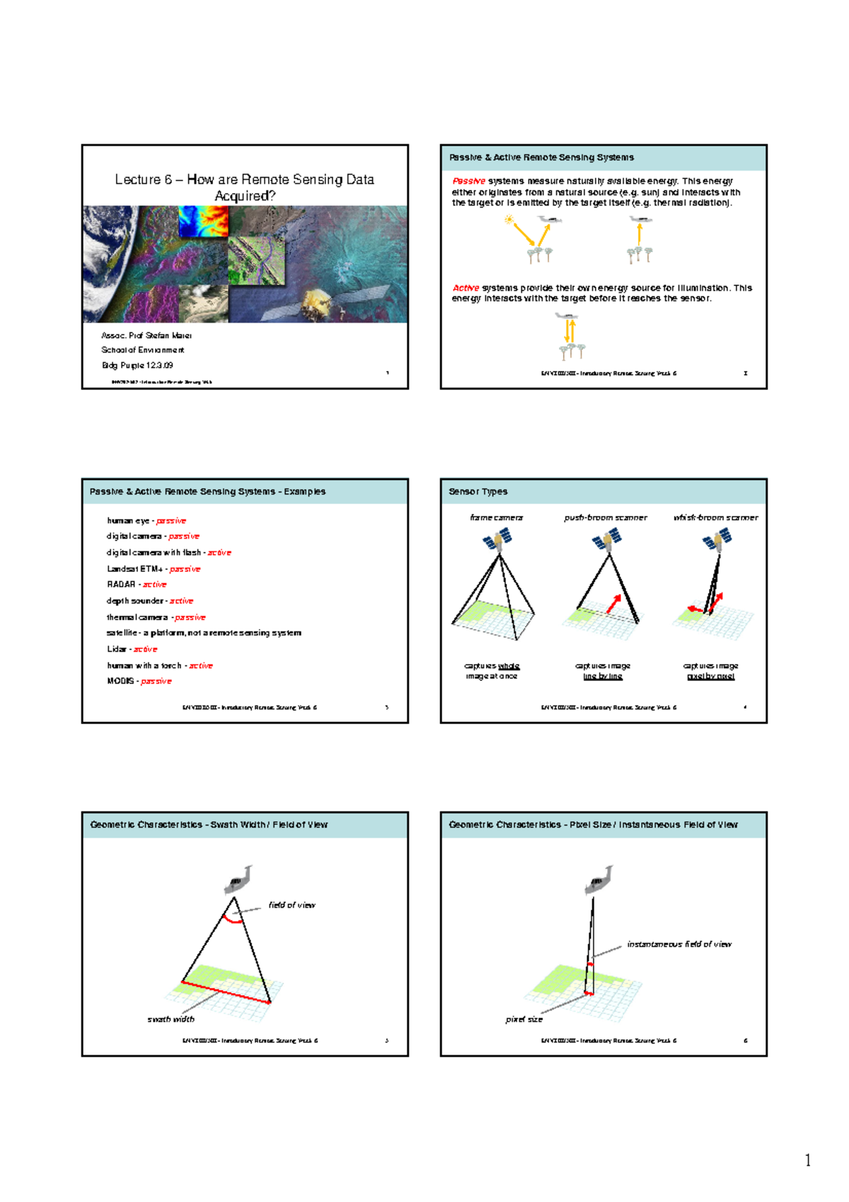 Lecture slides, lecture how-is-data-acquired - Passive Active Remote ...