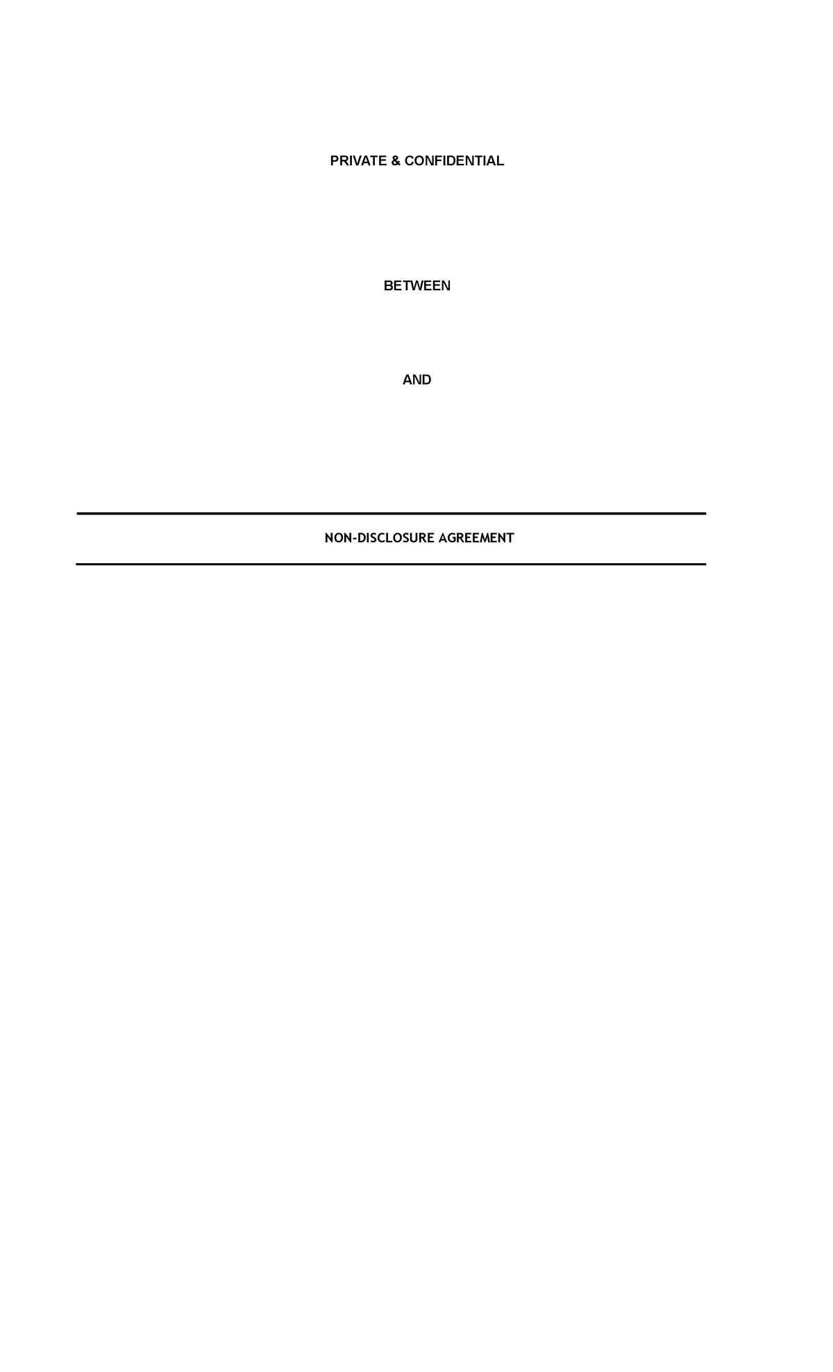 NON Disclosure Agreement Template - PRIVATE & CONFIDENTIAL BETWEEN AND ...