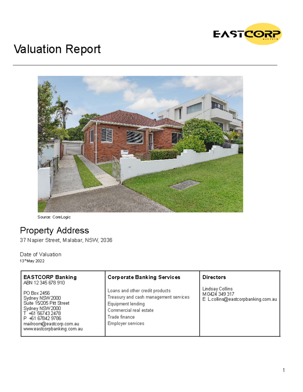 Intro to Property aseesment 2 Valuation Report Source CoreLogic