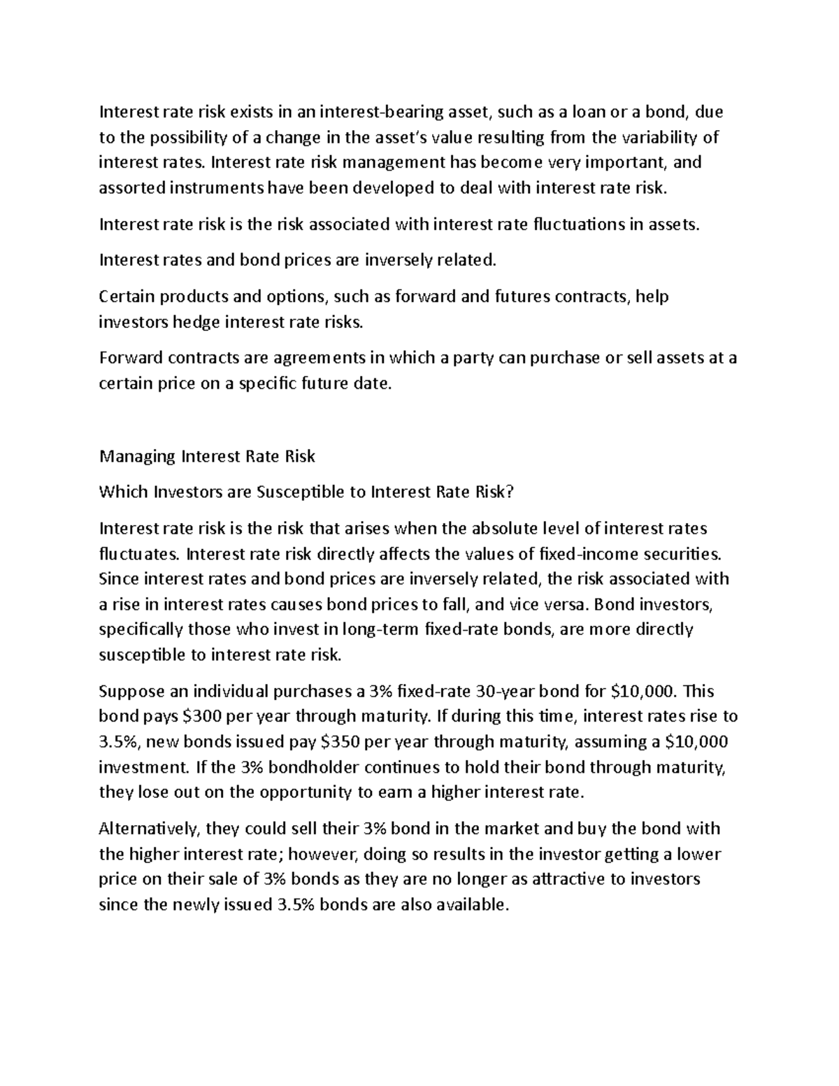 Intrest rate risk - The detailed and comprehensive explanation of ...