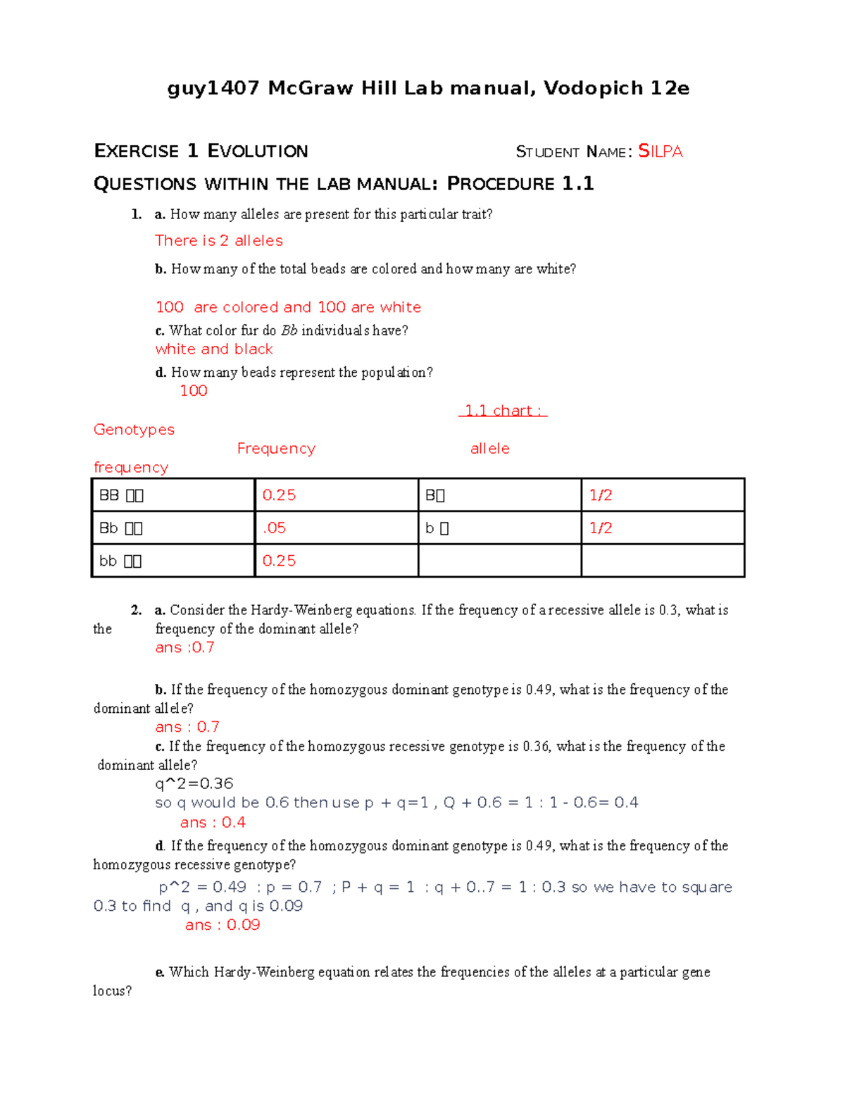 Lab 1 Evolution lab submission guy1407 McGraw Hill Lab manual