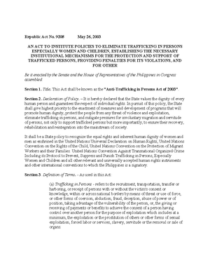 RA 9262 - N/A - ANTIANTI-VIOLENCEVIOLENCE AGAINST WOMEN AGAINST WOMEN ...