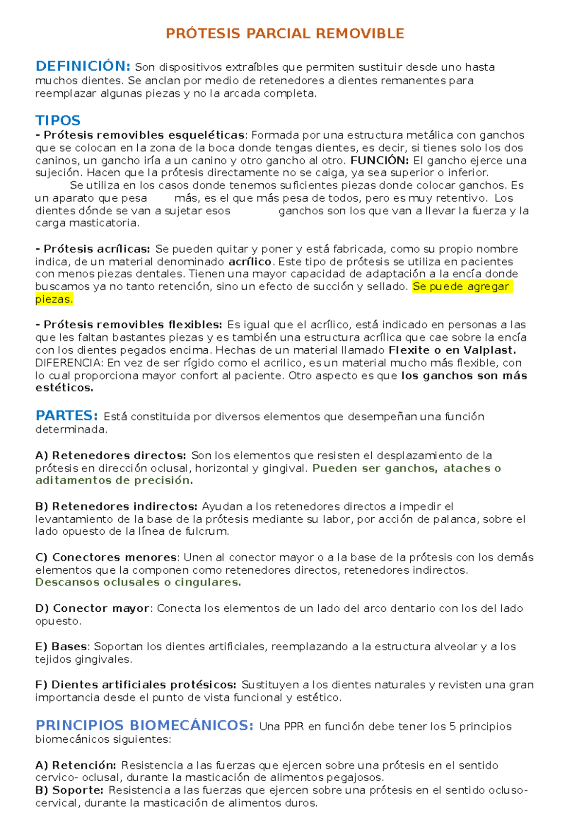 Protesis Parcial Removible - PRÓTESIS PARCIAL REMOVIBLE DEFINICIÓN: Son ...