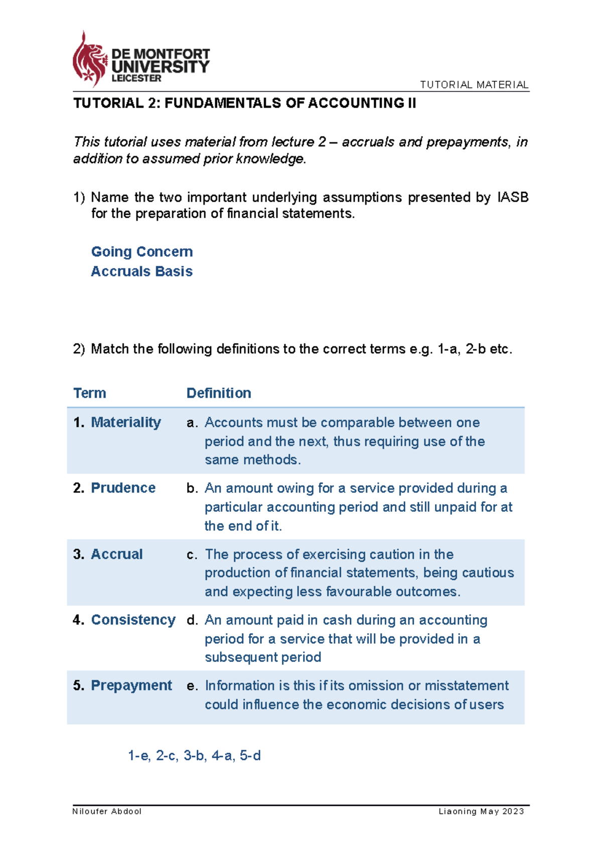 Tutorial 2 (Answers) - 1234 - TUTORIAL 2: FUNDAMENTALS OF ACCOUNTING II ...