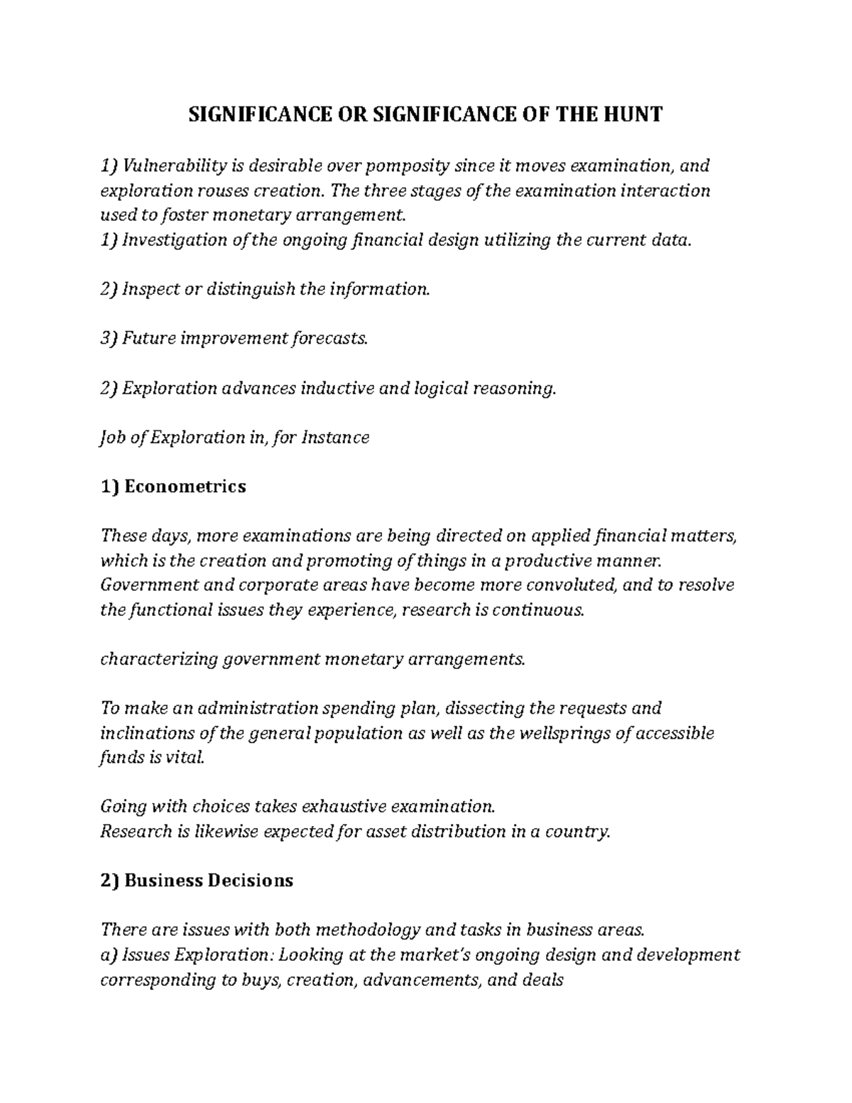 Significance OR Significance OF THE HUNT - SIGNIFICANCE OR SIGNIFICANCE ...