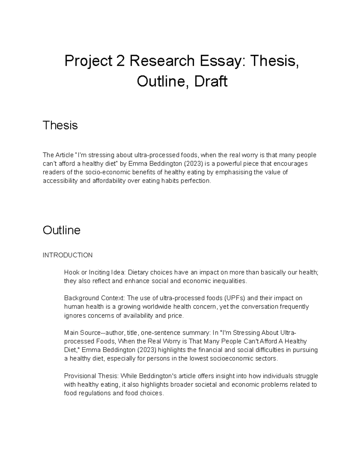 COM Project 2 draft - Chhjko - Project 2 Research Essay: Thesis ...