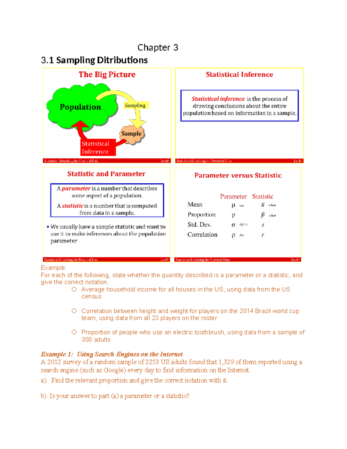 Chapter+3+summary - Chapter 3 summary - Chapter 3 3 Sampling ...