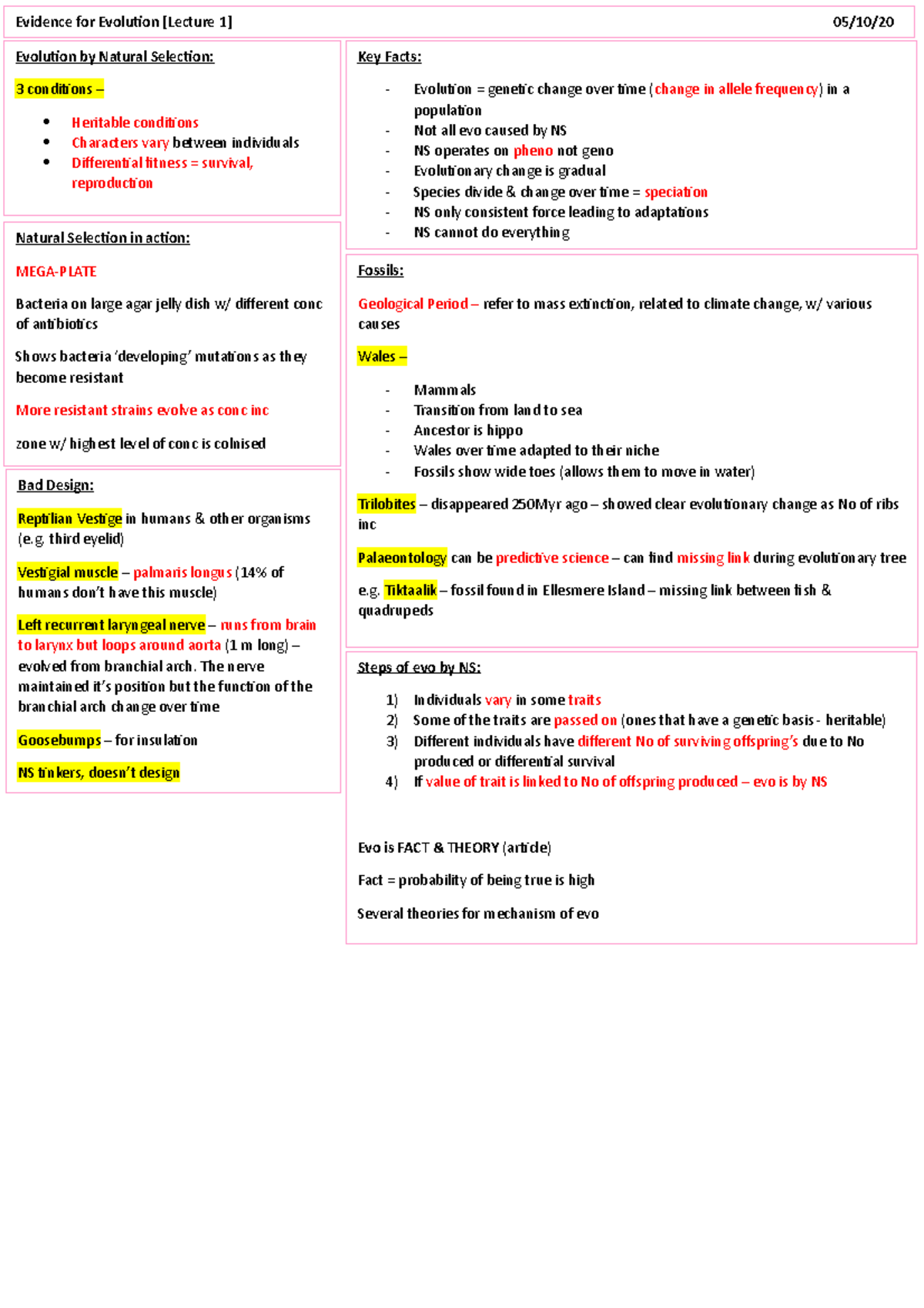 GED - Evolution notes - Hi Steps of evo by NS: Individuals vary in some ...