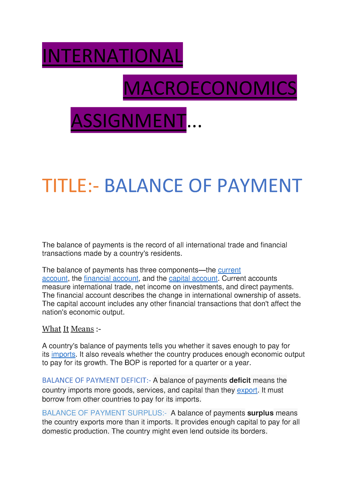 payment assignment meaning