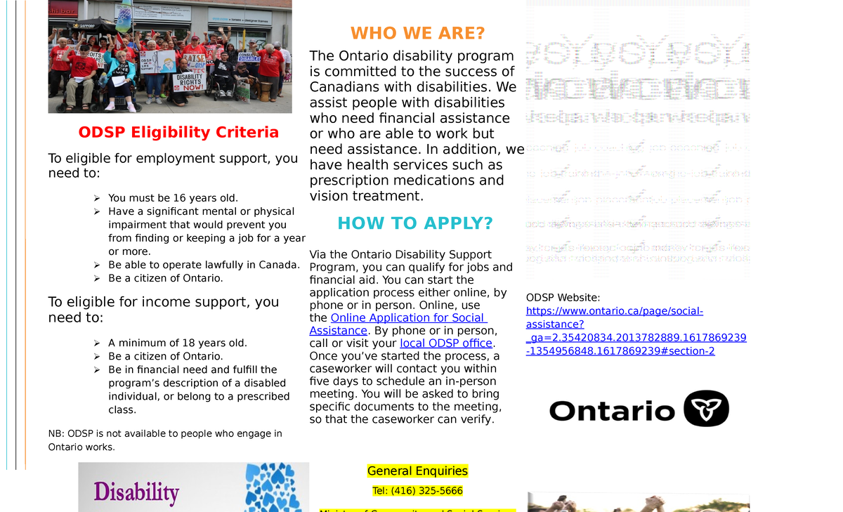 ODSP - Social welfare policy - ODSP Eligibility Criteria To eligible for  employment support, you - StuDocu
