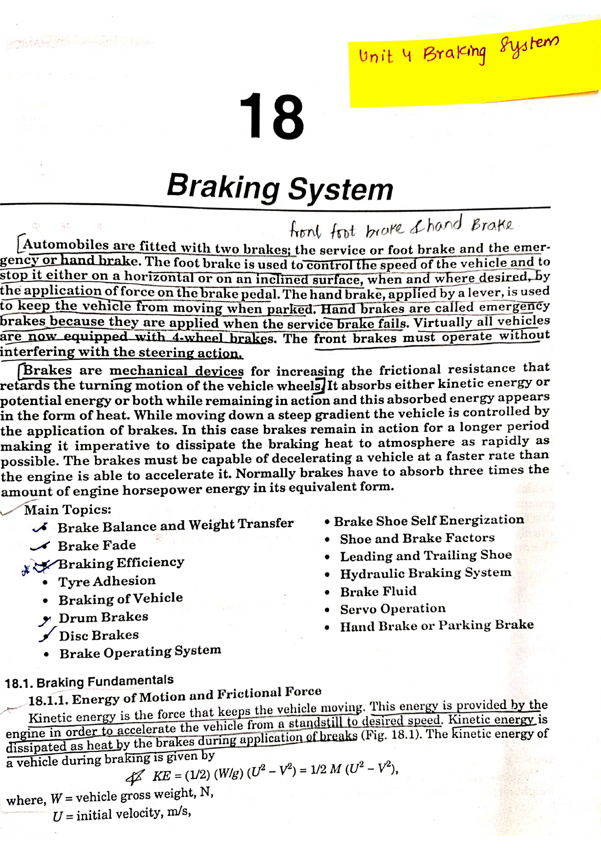 Unit 4 Braking System - Automobile - Automobile Engineering - Studocu