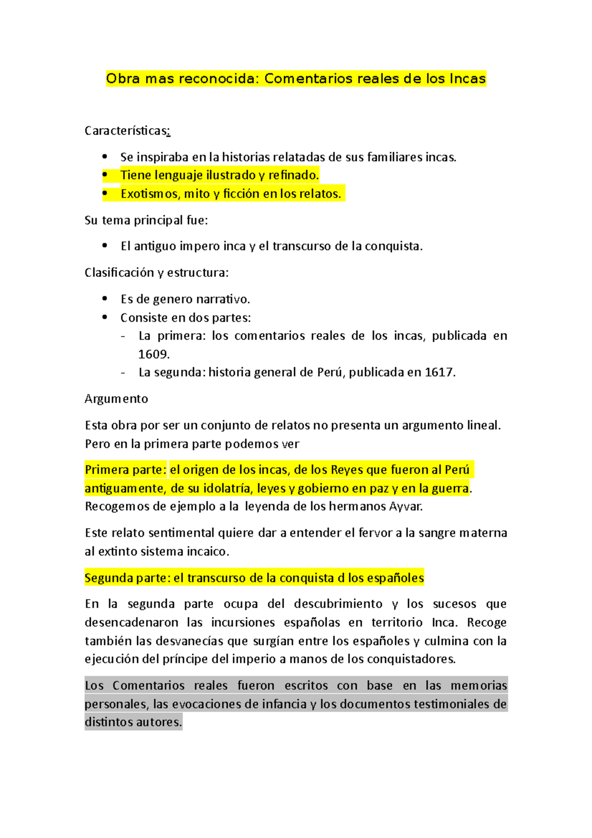 Comentarios Reales Recuperado Obra Mas Reconocida Comentarios