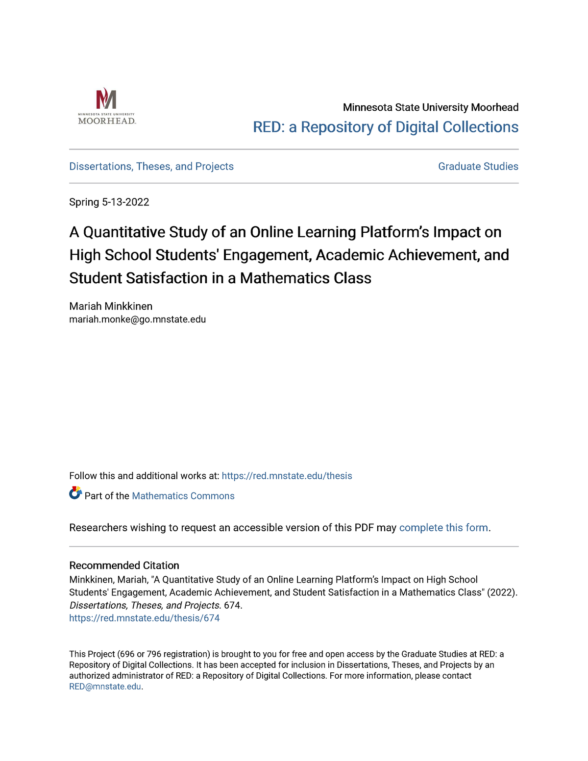 A Quantitative Study of an Online Learning Platform s Impact on H ...