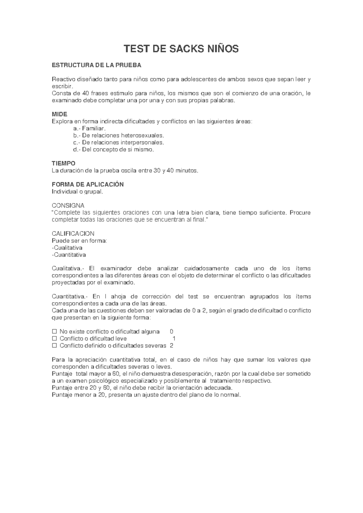 S06.s2 - Material Complementario - TEST DE Sacks Niños - TEST DE SACKS ...